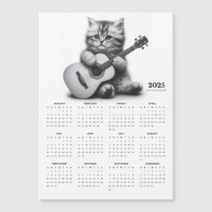 Kitten mit akustischer Gitarre Magnetkalender Magnetkarte