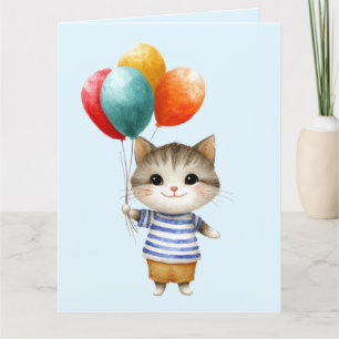 Kitten mit Birthday Balloons Niedliches Party Ce Karte