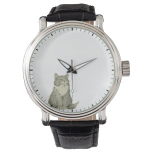 Kitten mit Blick auf Uhrhandbügel - Cat Clock Armbanduhr