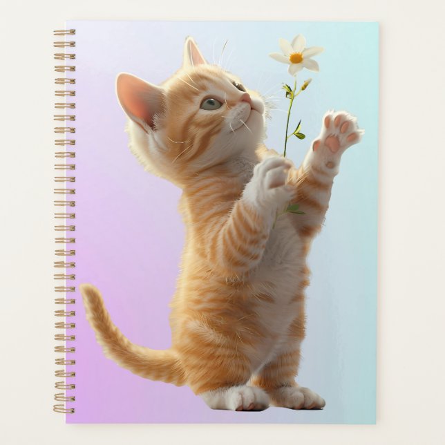 Kitten mit Blume Planer (Vorderseite)