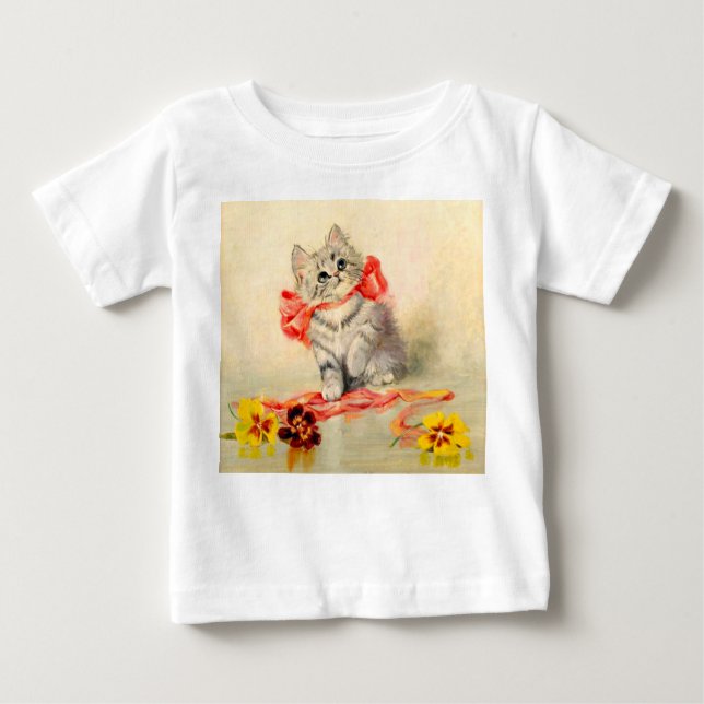 Kitten mit einem roten Band Baby T-shirt (Vorderseite)