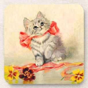 Kitten mit einem roten Band Getränkeuntersetzer