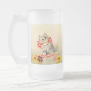 Kitten mit einem roten Band Mattglas Bierglas
