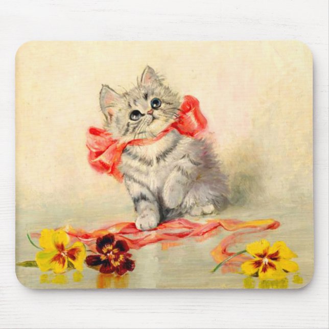 Kitten mit einem roten Band Mousepad (Vorne)