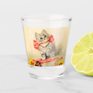 Kitten mit einem roten Band Schnapsglas