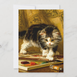 Kitten mit Farbe und Pinsel Einladung