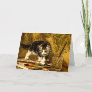 Kitten mit Farbe und Pinsel Einladung