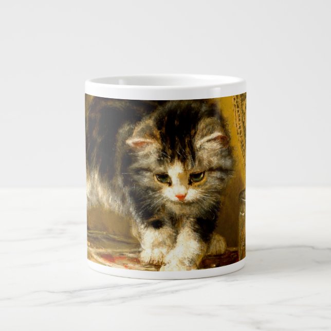 Kitten mit Farbe und Pinsel Jumbo-Tasse (Vorderseite)