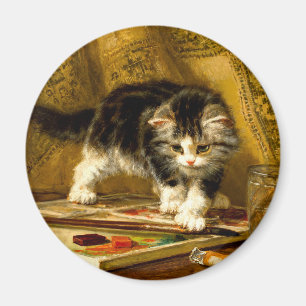 Kitten mit Farbe und Pinsel Magnet