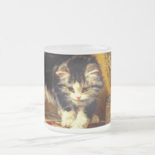 Kitten mit Farbe und Pinsel Mattglastasse