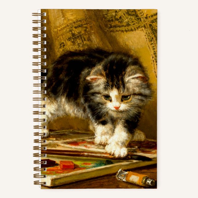 Kitten mit Farbe und Pinsel Notizbuch (Vorderseite)