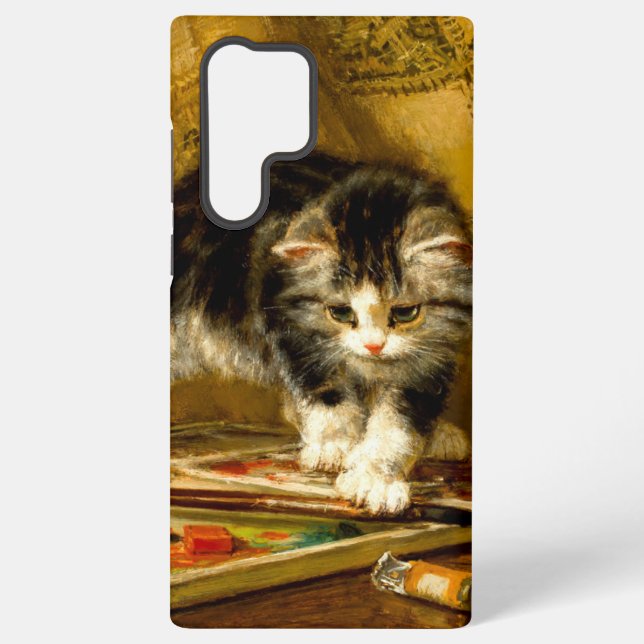 Kitten mit Farbe und Pinsel Samsung Galaxy Hülle (Rückseite)