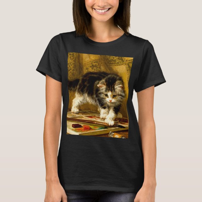 Kitten mit Farbe und Pinsel T-Shirt (Vorderseite)