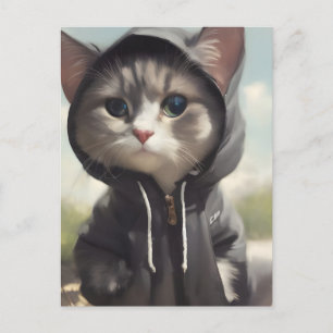 Kitten mit Hoodie Postkarte