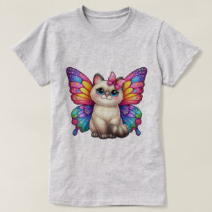 Kitten mit lebendigen Butterfly-Flügeln T-Shirt
