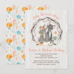 Kitten mit Mommy and Daddy Baby Shower Invites Einladung