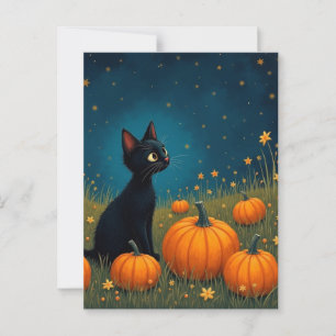 Kitten mit Pumpkins Postkarte