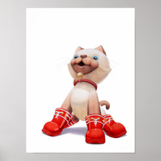 Kitten mit Red Boots Kinderzimmer drucken Poster
