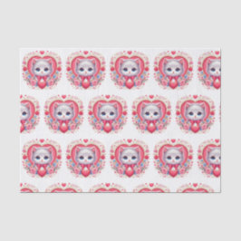 Kitten mit Red Bow mit romantischen Blumenherzen Seidenpapier