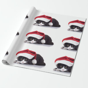 Kitten mit Weihnachtsmannmütze Wrapping Paper Geschenkpapier
