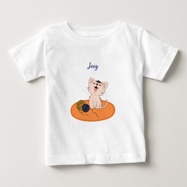 Kitten mit Wool Ball Baby T-shirt (Vorderseite)