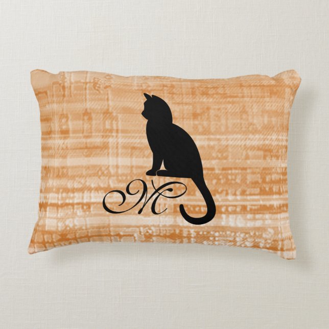 Kitten Monogram Cinnamon Ecru Textured Look Dekokissen (Rückseite)