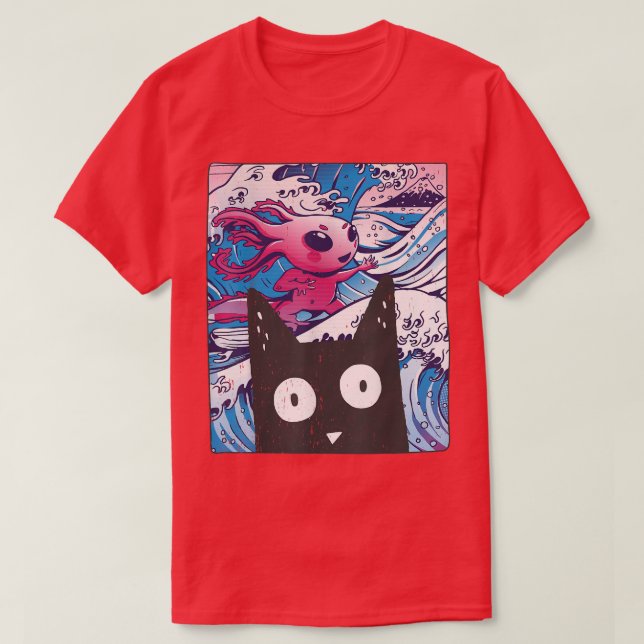 Kitten Neko Synthwave Japan 80er Manga Harajuku Ot T-Shirt (Design vorne)