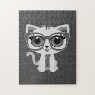 Kitten Nerd - Grau Puzzle