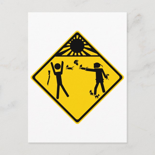 Kitten Ninja Road Sign Postkarte (Vorderseite)