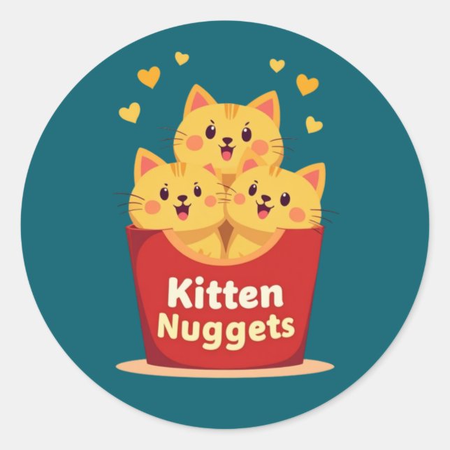 Kitten Nuggets – 100% Cute, Zero Chicken Runder Aufkleber (Vorderseite)