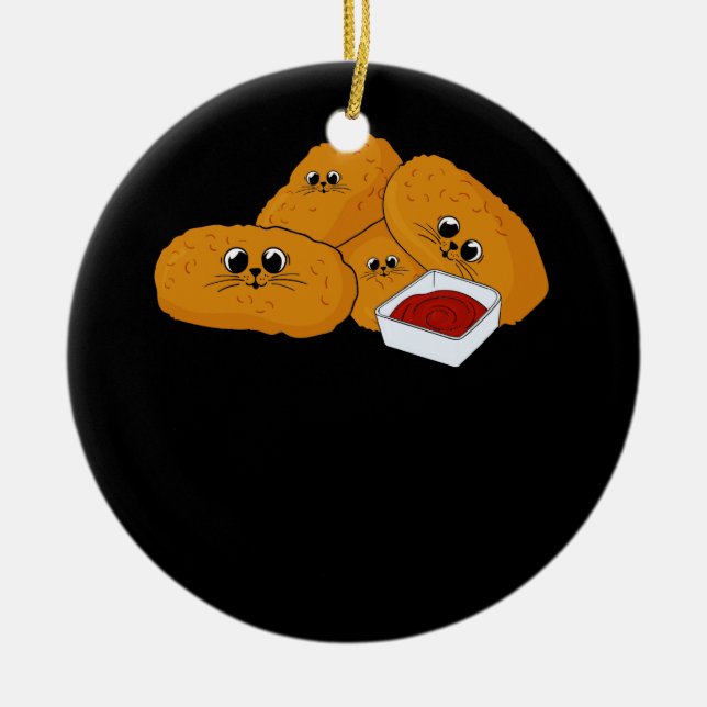 Kitten Nuggets Fast Food Cut und Chicken Nugget Lo Keramik Ornament (Vorne)