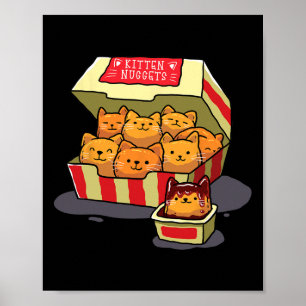 Kitten Nuggets Food Pub Cat Lover Geschenk Hühnche Poster
