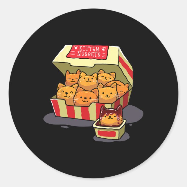 Kitten Nuggets Food Pub Cat Lover Geschenk Hühnche Runder Aufkleber (Vorderseite)