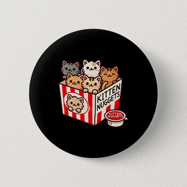 Kitten Nuggets Funny Niedlich Food Puff Cat Lover  Button (Vorderseite)