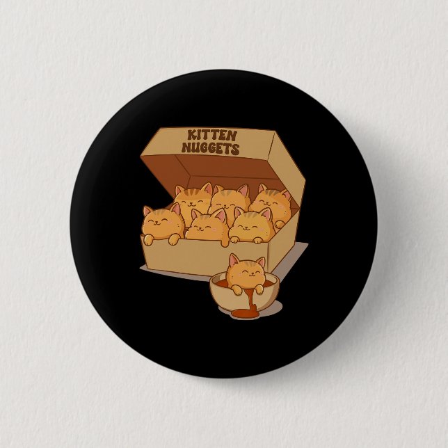 Kitten Nuggets Niedlich Food Puppe Katze Lover Hüh Button (Vorderseite)
