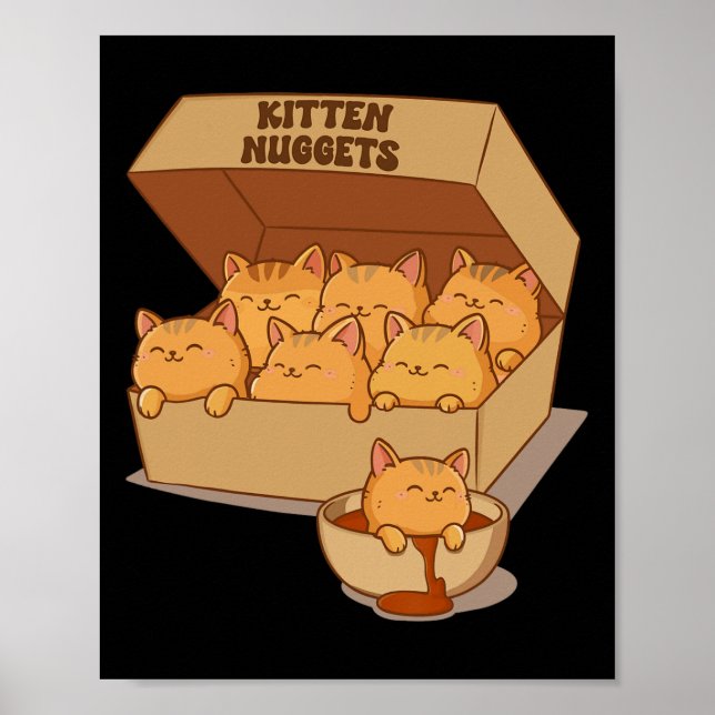 Kitten Nuggets Niedlich Food Puppe Katze Lover Hüh Poster (Vorne)