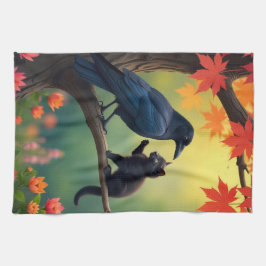 Kitten Oak Tree Garden Raven Crows Kitchen Geschirrtuch