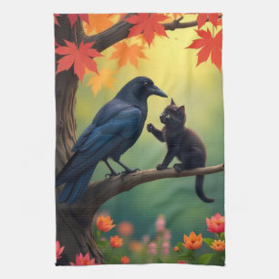 Kitten Oak Tree Garden Raven Crows Kitchen Geschirrtuch