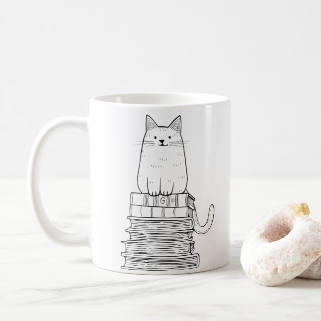 Kitten on Books Kaffeetasse (Mit Donut)