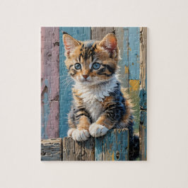 Kitten on Fence Jigsaw Puzzle