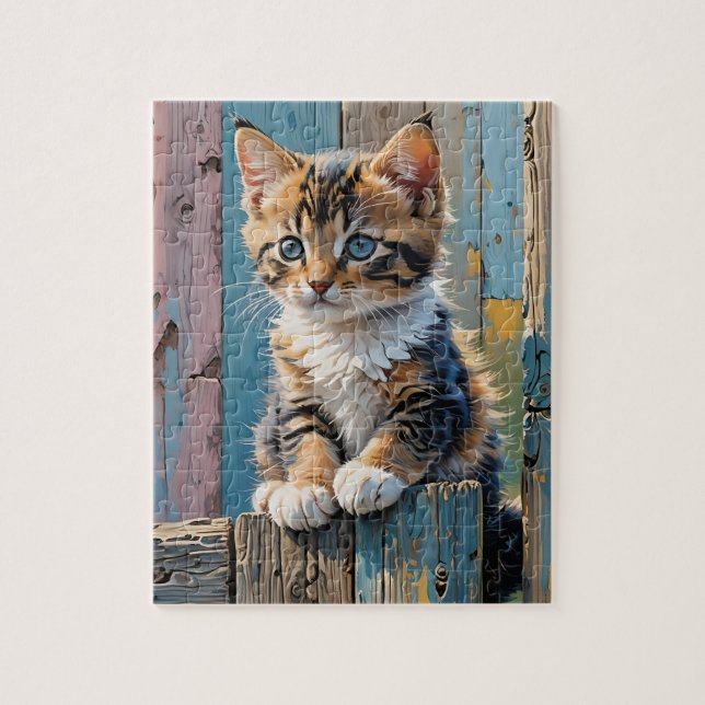 Kitten on Fence Jigsaw Puzzle (Vertikal)