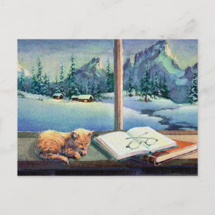 KITTEN on the SILL by SHARON SHARPE Postkarte