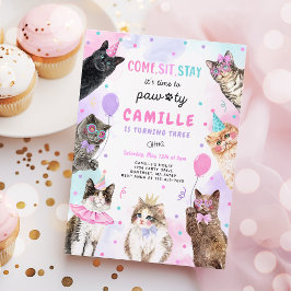 Kitten Party Let's Pawty Kitty Cat Geburtstag Einladung