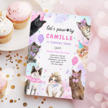 Kitten Party Let's Pawty Party Kitty Cat Geburtsta