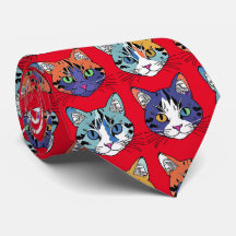 Kitten Pattern Neck Tie