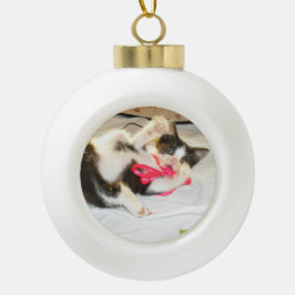 Kitten Photo Text , Snowflake, Customize, Keramik Kugel-Ornament