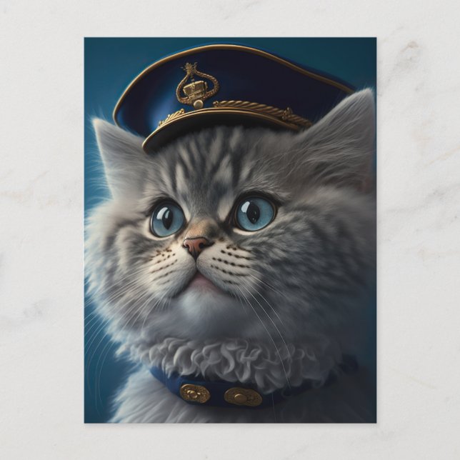 Kitten Pilot Captain Postkarte (Vorderseite)