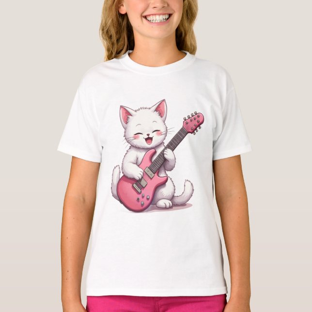 Kitten Playing Guitar T-Shirt (Vorderseite)