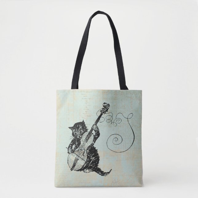 Kitten Playing Violine Aquamarin Music Cat Illustr (Vorderseite)