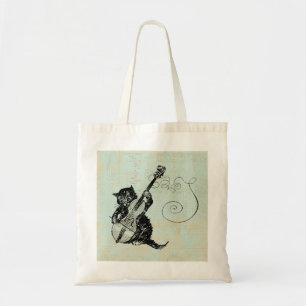 Kitten Playing Violine Aquamarin Music Cat Illustr Tragetasche